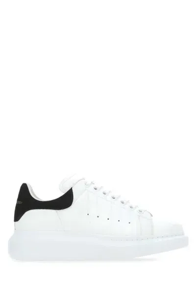 Alexander Mcqueen White Leather Sneakers With Black Suede Heel