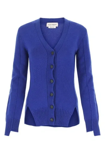 Alexander Mcqueen Buttoned V In Blue