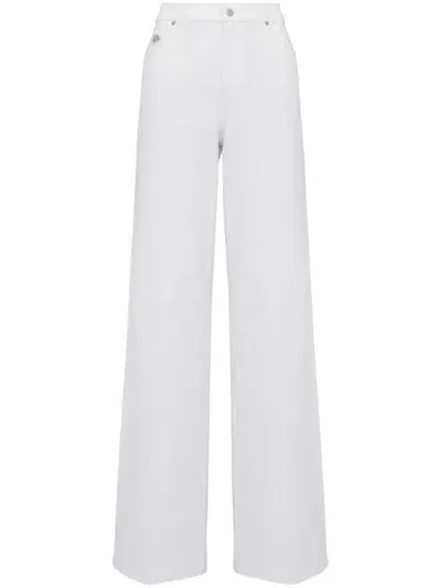 Alexander Mcqueen Halbhohe Wide-leg-jeans In Optic White