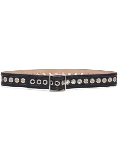 Alexander Mcqueen Eyelet-detail 50mm Belt In Black