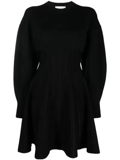 Alexander Mcqueen Long-sleeve Short Dress In Black