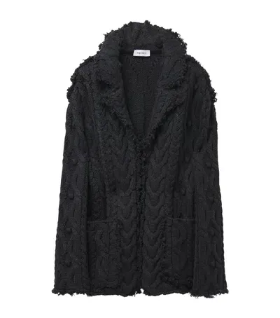 Alexander Mcqueen Wool-blend Distressed Cardigan In Black