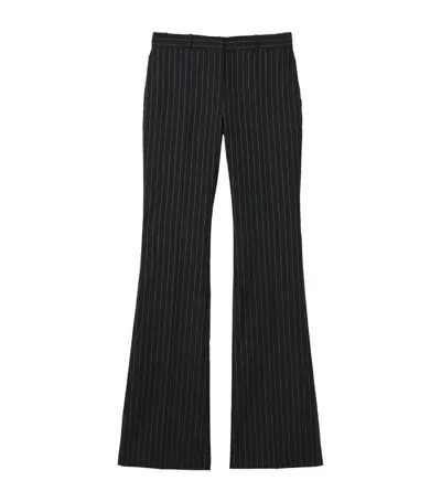 Alexander Mcqueen Wool-mohair Pinstripe Bootcut Trousers In Schwarz