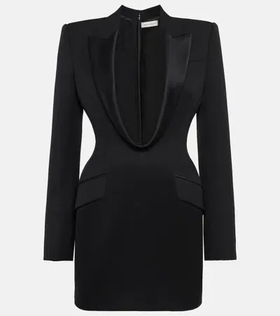 Alexander Mcqueen Wool Tuxedo Minidress In Black