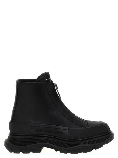 Alexander Mcqueen 'zip Tread Slick' Ankle Boots In Logo Engraved On The Tongue