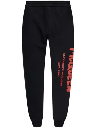 Alexander Mcqueen Mcqueen Graffiti Joggers In Black