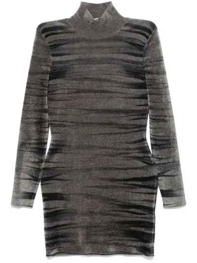 Alexander Wang Animal-print Mini Dress In Grey