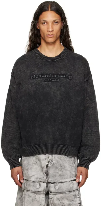 Alexander Wang Black Oversize Logo Sweater In 023astorm Bleach