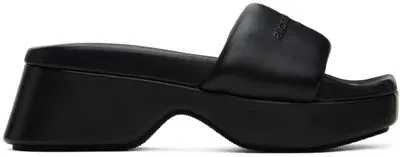 Alexander Wang Black Platform Sheep Leather Float Slides In 001 Black