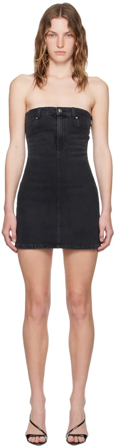 Alexander Wang Black Tube Denim Minidress In Grey Aged