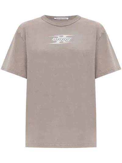 Alexander Wang Blade-logo Cotton T-shirt In Nude & Neutrals