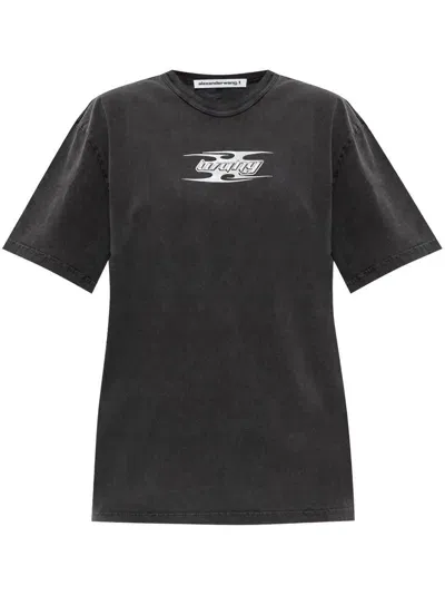 Alexander Wang Blade Logo-embossed T-shirt In Grey