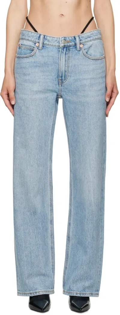 Alexander Wang Blue Mid-rise Pre-styled Logo Thong Jeans