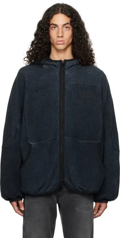 Alexander Wang Blue Oversize Zip-up Hoodie In 485a Washed Blue