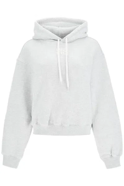 Alexander Wang Drawstring Long-sleeved Hoodie In Gray