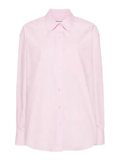 Alexander Wang Logo-patch Cotton Shirt In Pink