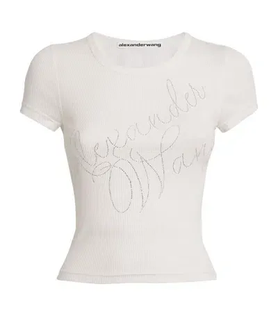 Alexander Wang Cotton Rhinestone-embellished T-shirt In White