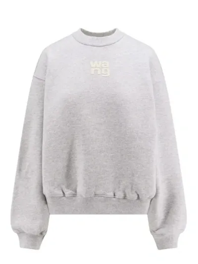 Alexander Wang Cotton Sweatshirt With Wang Print In Grey