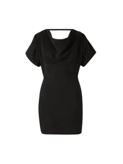 Alexander Wang Cowl Neck Mini Dress In Embossed Logo On The Front