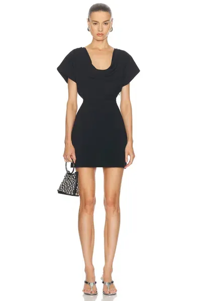 Alexander Wang Cotton Mini Dress W/ Open Back In Black