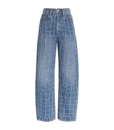 Alexander Wang Crocodile Print Balloon Jeans In Vintage Medium Indigo