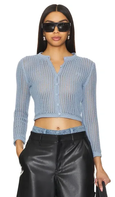 Alexander Wang Cropped Cardigan In Dark Oxford Blue