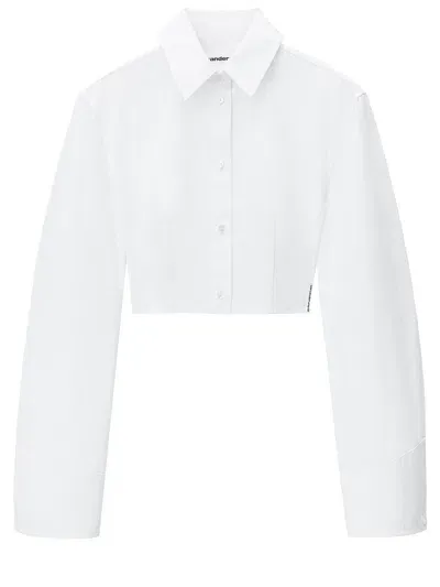 Alexander Wang Cropped Structured Shirt In Organic Cotton In White