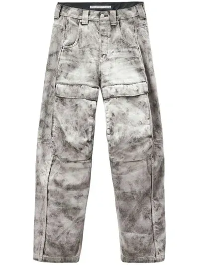 Alexander Wang Distressed Wide-leg Trousers In Grey