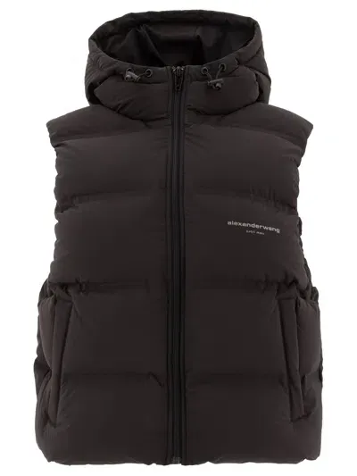 Alexander Wang Logo-jacquard Padded Gilet In Black