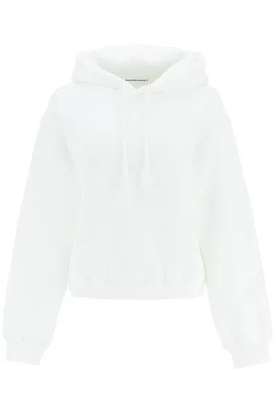 Alexander Wang Drawstring Long-sleeved Hoodie In White