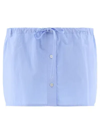 Alexander Wang Drawstring Skort With Crystal Hotfix Short Light Blue