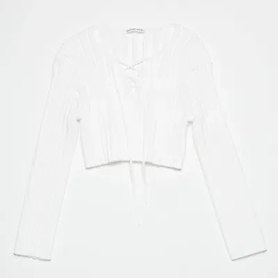 Alexander Wang Cropped Ribbed Knit Top In White