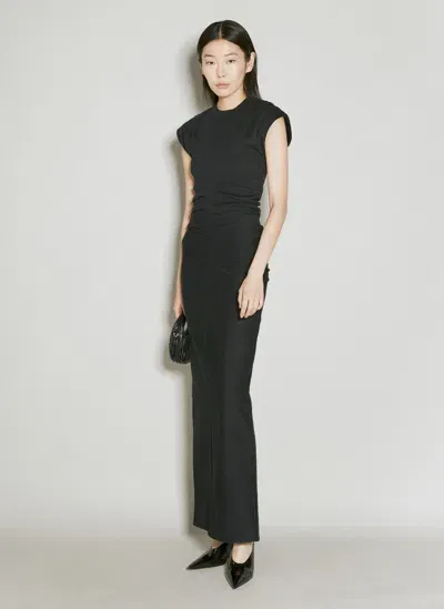 Alexander Wang Drop Shoulder Crew Neck Maxi Dress In Black