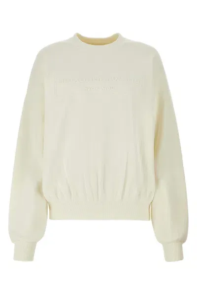 Alexander Wang Embossed Logo Ribbed Pullover-m Nd  Female In Off White