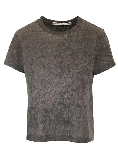 Alexander Wang Embossed Logo T-shirt In Grey