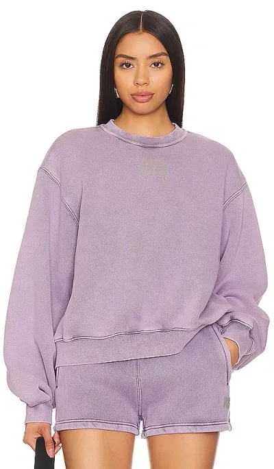 Alexander Wang Essential Crew Sweatshirt In Acid Pink Lavender