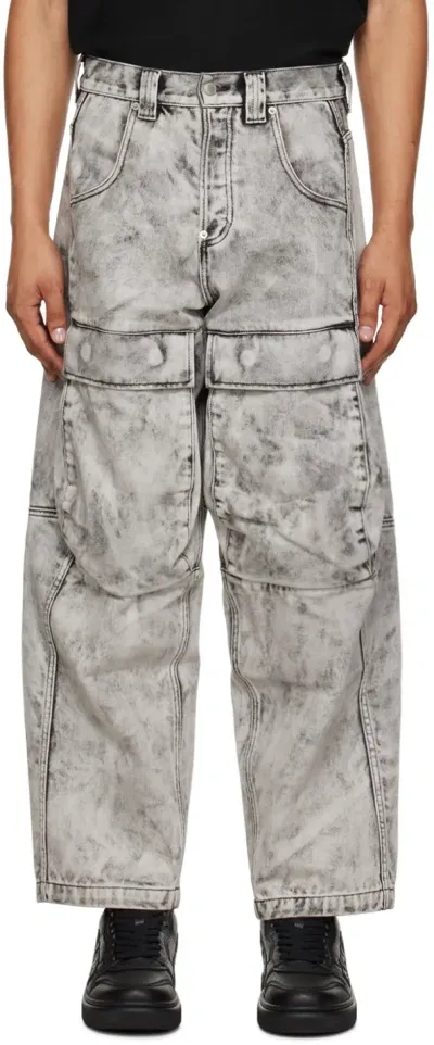 Alexander Wang Gray Trompe L'œil Leather Effect Cargo Pants In 038distregrysmoke