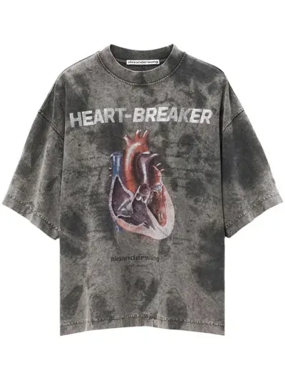 Alexander Wang Heartbreaker T-shirt With Graphic Print In 023a Storm Bleach