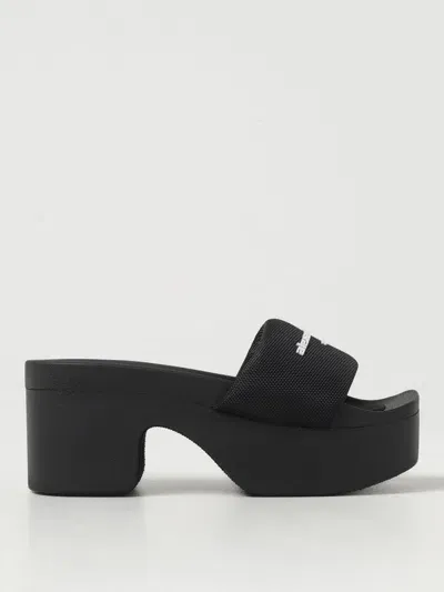 Alexander Wang Logo Motif Platform Slides In Schwarz