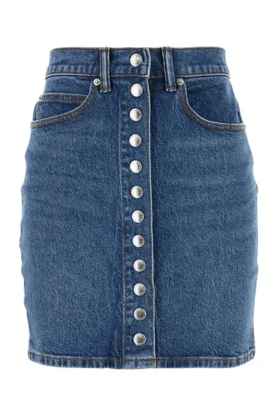 Alexander Wang High Waisted Button In Blue