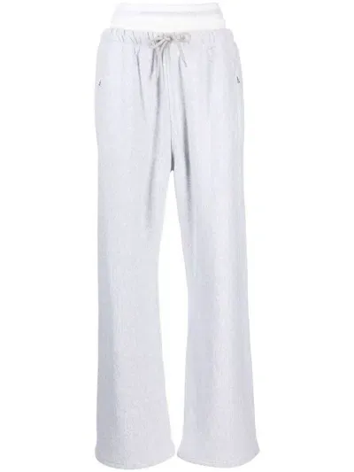 Alexander Wang Layered Cotton Sweatpants With Logo In Grey