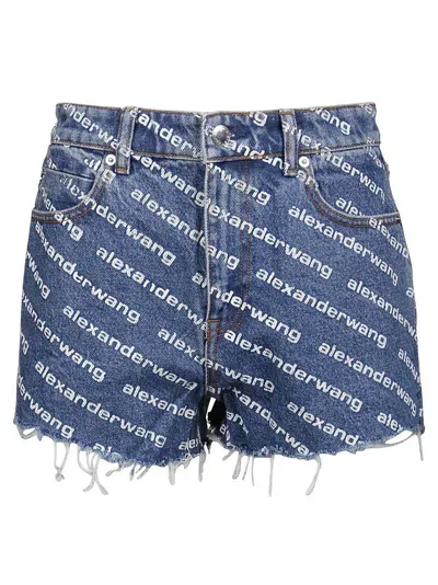 Alexander Wang Logo Bite Short In Blue