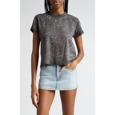 Alexander Wang Logo Debossed Splatter Print Shrunken T-shirt In Steel Grey Splatter