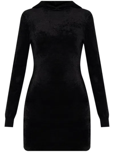 Alexander Wang Logo-embossed Hoodie Mini Dress In Black