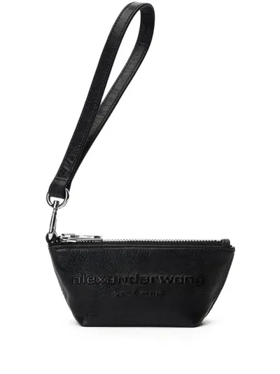 Alexander Wang Logo-embossed Leather Purse In Schwarz