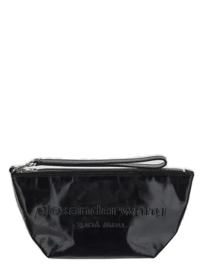 Alexander Wang Logo Embossed Zipped Pouch In Black