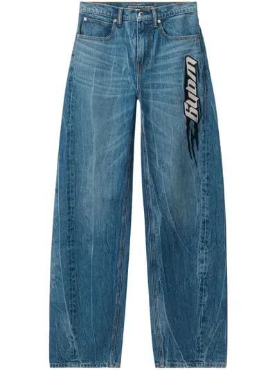 Alexander Wang Logo-patch Ballloon Jeans In Indigo