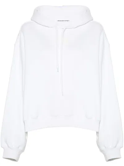 Alexander Wang Logo-print Cotton Hoodie In Weiss