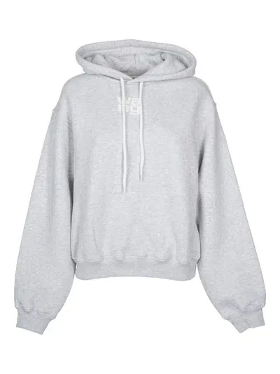 Alexander Wang Logo Printed Drawstring Hoodie In Blue