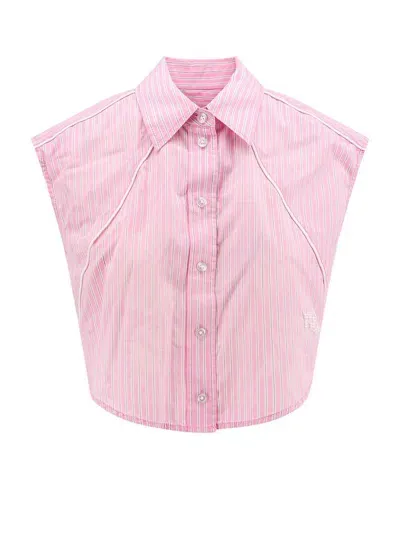 Alexander Wang Pinstriped Cropped Shirt In Pink